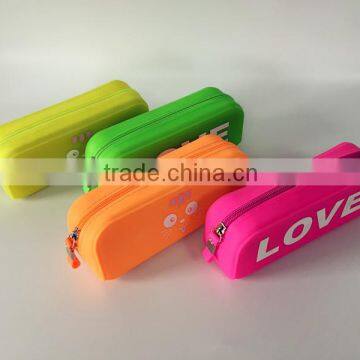 fluorescent colours silicone pencil bag/pencil shape sweet color pencil case