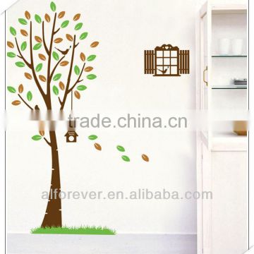 Hot sale XL Green house tree wall sticker bedroom wall decor 60*90cm