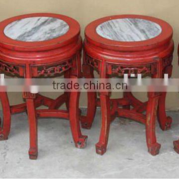 Chinese antique red composite marble top stool
