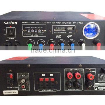 2016 NEW ARRIVAL SASION AV-7736 Power Amplifier with VU meter amplifier with sd usb