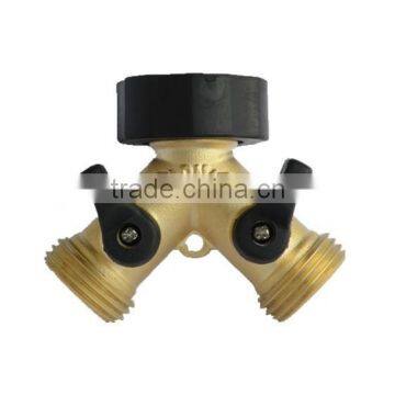 garden outdoor watering fitting 3 way brass connector with valve