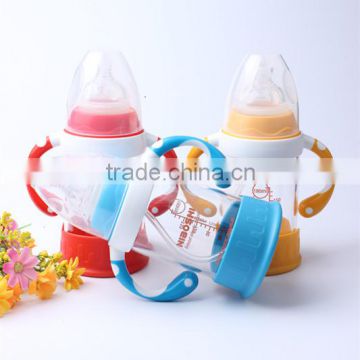 180ml straight shape personalized BPA free glass baby feeding bottle with nipple logo decal borosilicate glass milk bottle