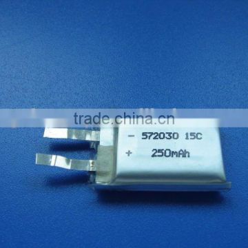 572030RH15 3.7v 250mah 15C lipo rechargeable Lithium Ion Polymer battery