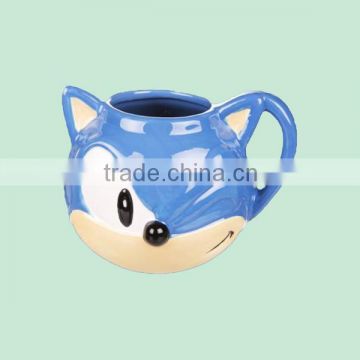 Custom Blue Hedgehog Shaped Porcelian 3D Mug