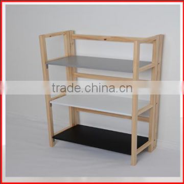 Standing wood floor shelf