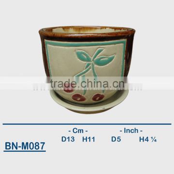 Vietnamese Ceramic Hand Carved Mini Flower Pot BN-M087