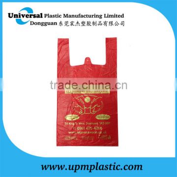 Luxurious red film with gold ink plastic shopper carrier for packaging