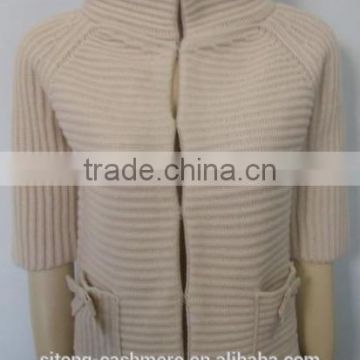 Women 3GG Cashmere/wool rib cardigan 2015