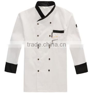 Custom factory Price Mens Long Sleeve White Collar Chef Jacket /chef uniforms wholesale
