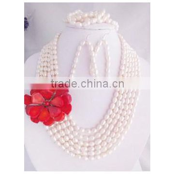 Free ship !!! 2015 Fancy and elegant high quality pearl and red coral flower as the decoration