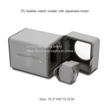 Luxury plastic PU leather single watch winder with clear plastic window automatic watch winder with battery box