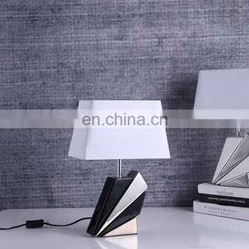 Unique geometry shape hotel modern porcelain bedside lamps for home decor