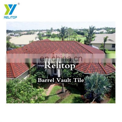 Wholesale Coastal Style Cost-effective Stone Coated Steel Roofing Barrel Tiles For Apartment Building Roofing Contractors