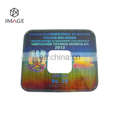 Square Custom Hologram Car Windshield Sticker with Green Color Printing