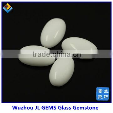 Synthetic Oval Shape Milky White Glass Beads With Wholesale Price