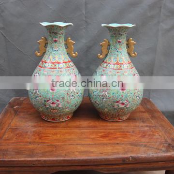 China Collectible Qing Dynasty Hand Painted Ceramic Vases