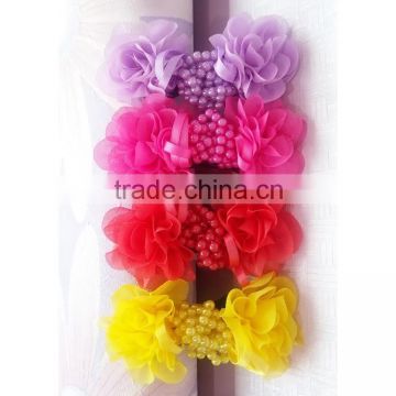 Set of 4 --shabby chiffon flower wholesale-sequin hair bow-butterfly shabby trim