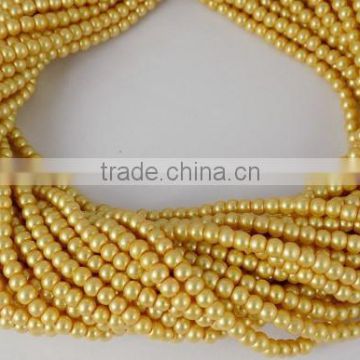 5 Strands 4.5mm Smooth Rondelle Light Yellow Glass Pearl Beads,Acrylic Pearl beads,Bracelet Beads,Yellow Pearlized Beads