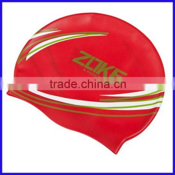 hot selling red easy fit ear protection swim cap for kids