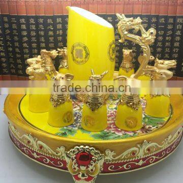 12 Animal Zodiac yellow ceramic wine cup,China ceramic wine cup