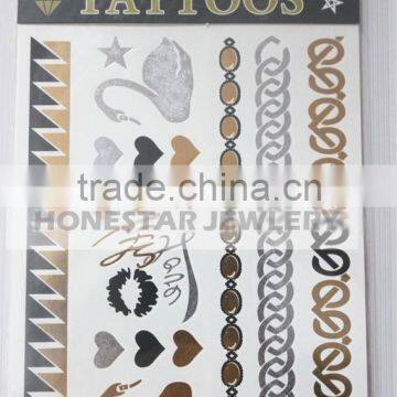 high quality non toxic arabic tattoo sticker body art metallic temporary tattoo