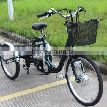 newest fashional 24 inch big electric trike 36V 250W Lithium battery best selling for old people