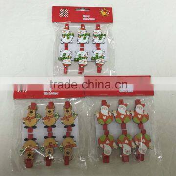 XMAS santa claus Peg Christmas decoration mini crafts clips sets packing