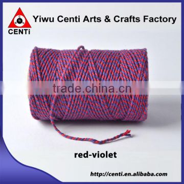 Factory sale red and violet double coloured original cotton bakers twine
