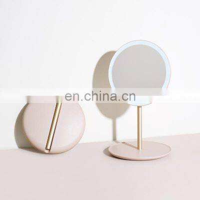 Foldable Travel Vanity Mirror With LED Light Makeup Mirror Type C Charging