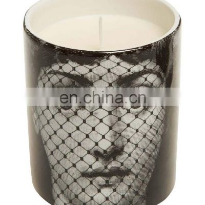 ENO factory custom ceramic human face Creative candle jar with soybean wax cotton wick handmade Scented candles