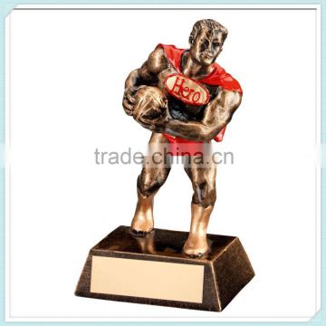 Gold resin rugby "hero" trophy