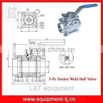 3 Pc Socket Weld Ball Valve