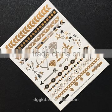 gold stamp foil tattoo sticker wings design tattoos jewelry tattoos for woman/intimate tattoos water transfer temporary tattoos