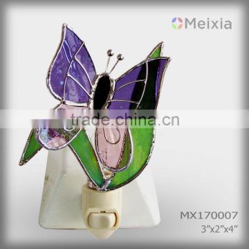 MX170007 china wholesale tiffany style staind glass rose shade night light for home decoration light