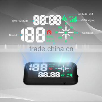Plug & Play Universal GPS Car Head Up Display with Speedometer Time Direction Altitude Over speed Indication for all Cars