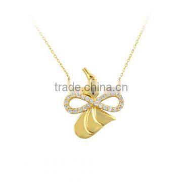 14K Solid Gold Infinity Mevlana Charm Necklace