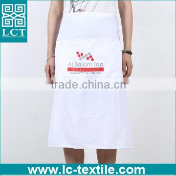 custom cut and sew pure white cotton waist apron