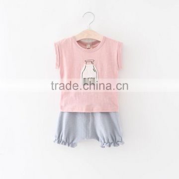 Designer suits for girls baby girl bottle pattern t-shirt and shorts suit