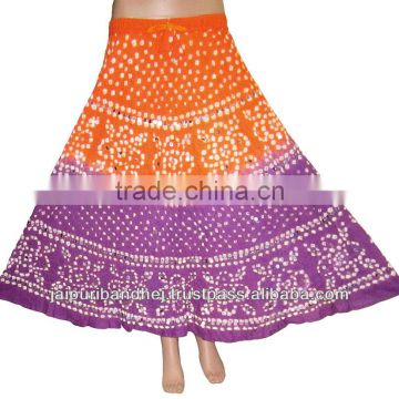 indian bandhej skirts - indian traditional long skirts - summer cotton bandhej skirt