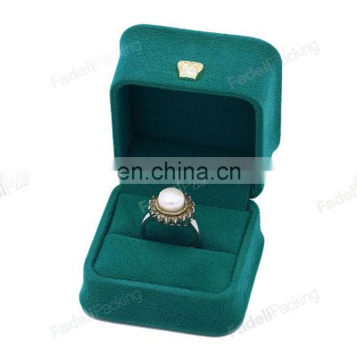 Factory Wholesale Dark Green Velvet Jewelry Box Ring Box Luxury