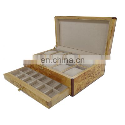 Spray painted double-layer Watch glasses jewelry box solid wood high gloss piano paint wood grain paper watch storage box
