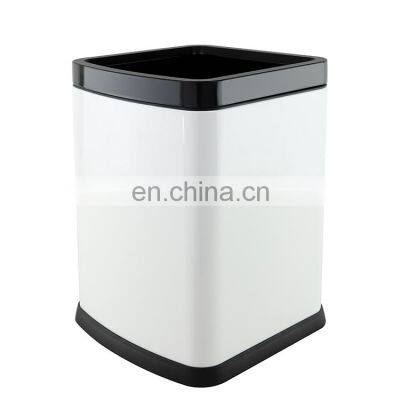 Modern open top trash can rectangle white color paper storage basket metal trash can for kitchen office rubbish bin