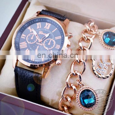 2966 Fashion Women Leather Watch lady bracelet watch gold women Watch Band Leather
