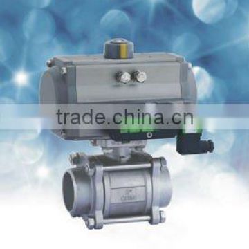 pneumatic ball valve in female thread and flanged type with rack and pinion type pneumatic actuators