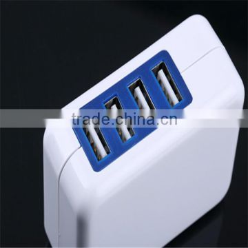 2.1A 1A US plug universal usb2.0 4 ports white portable AC power adapter travel wall charger