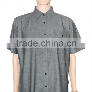 Men's custom fashion 100% linen short sleeve gray shirt made in China
