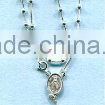 SILVER ROSARY NECKLACE