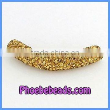 Whoelesale Golden Shamballa Crystal Tube Beads CTB-008