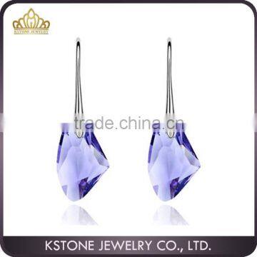 KSTONE 2015 316L stainless steel silver colorful big stone crystal earrings