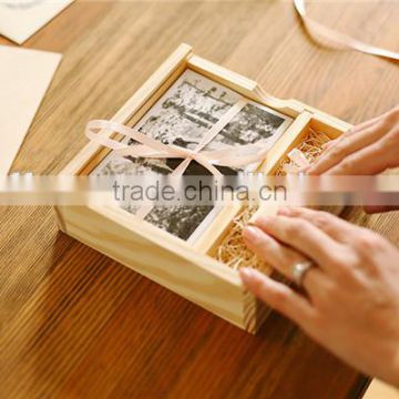cheap wholesale unfinished wooden craft boxes usb wedding favor gift box